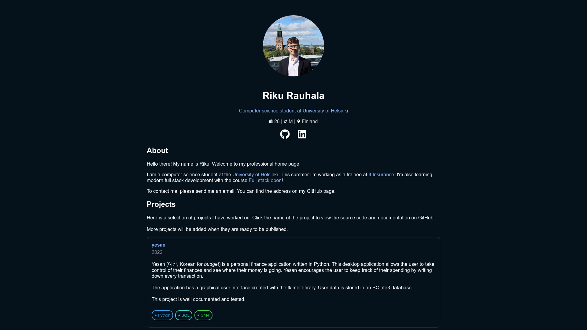 Version 1: A simple web page written with HTML and CSS