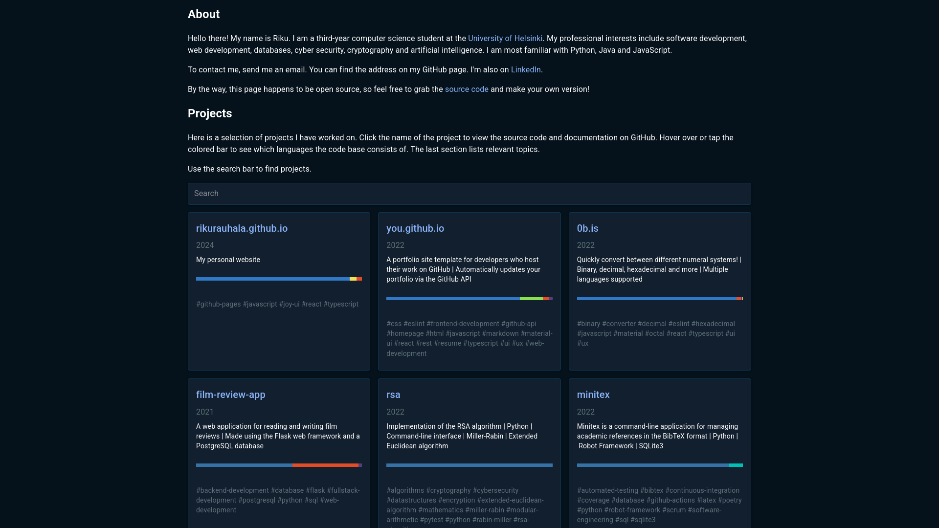 Version 2: A React application automatically fetching project details via the GitHub API